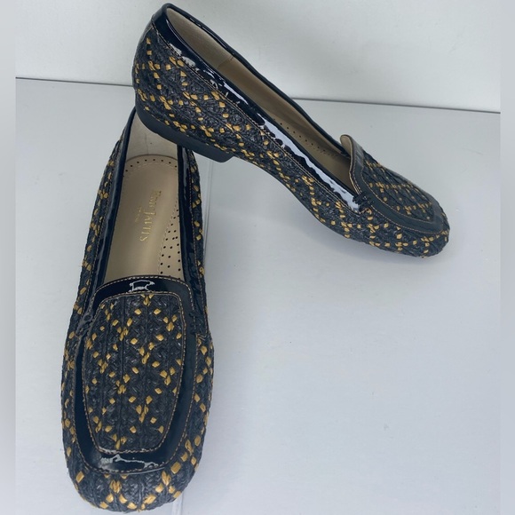 ERIC JAVITS New York Like New Black and Yellow Patterned Loafers - Picture 1 of 8